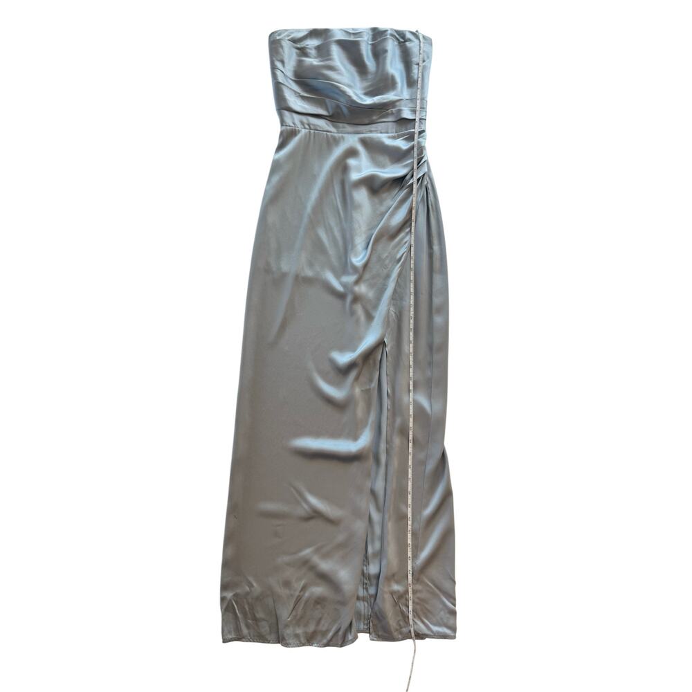 Reformation Barrow Silk Satin Strapless Maxi Dress Ice Blue 2 XS Slit Formal - Picture 12 of 16